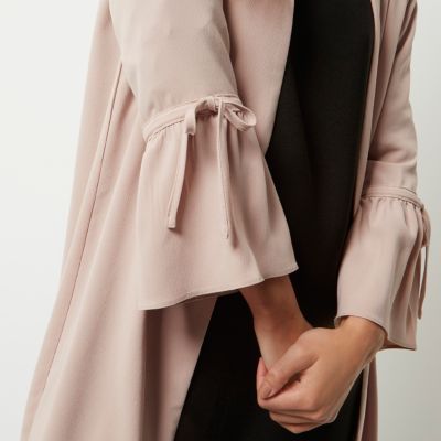 Pink frill cuff duster coat